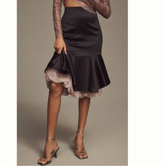 Brand New By Anthropologie Organza Bubble Slip Midi Skirt - Picture 3 of 5